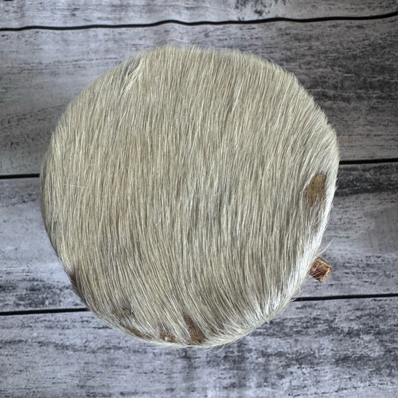 Hand carved 6" wooden drum wood percussion instrument decor African djembe fur. - Picture 3 of 5